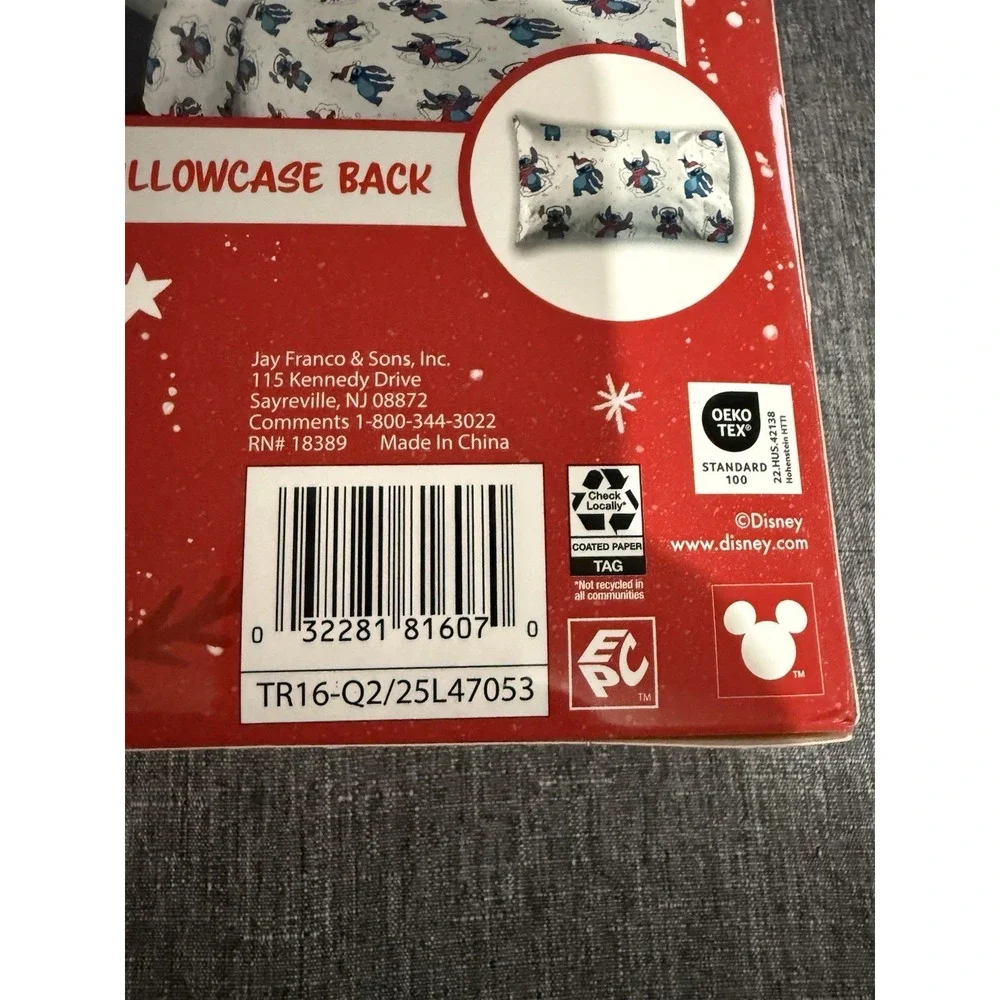 Disney Lilo & Stitch Twin Sheet Set Holiday 3 Piece Set Christmas Sheets New